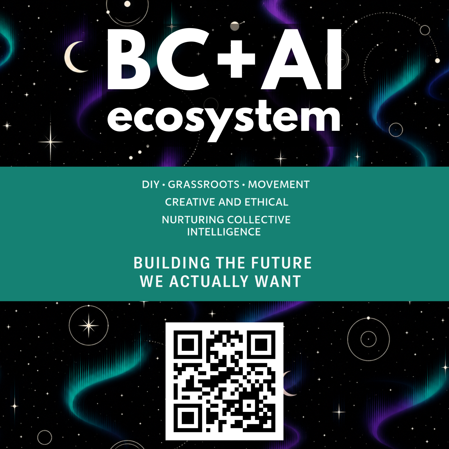 BC + AI ecosystem card with a QR code that points to bc-ai.ca.